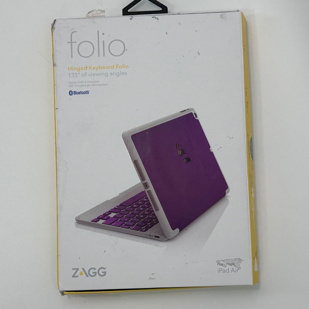 ZAGG Folio Hinged Bluetooth Keyboard Case for iPad Air Purple Gray IDSZF-PU0